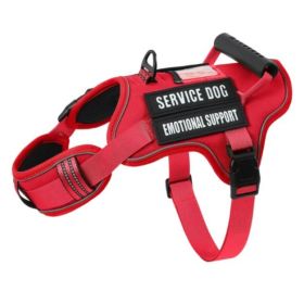 Tactical Service Dog With Control Handle Anti-Pull Adjustable Reflective Pet Vest Harness Easy Walking Training (Option: Red-M)